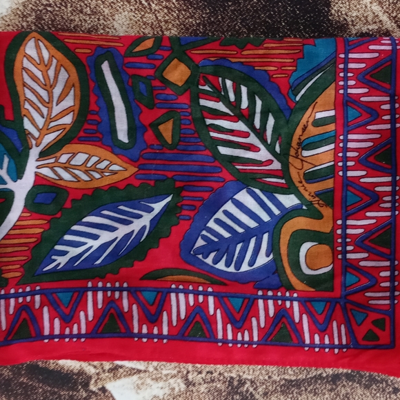 🔅VTG 1988 Ginnie Johansen🔅 - Tribal Inspired Cotton Scarf - Picture 6 of 7